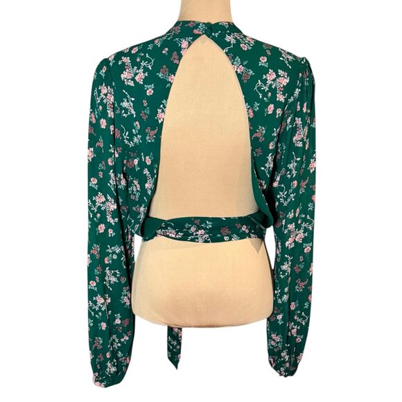 NWOT REFORMATION Raye Top Sz.12 Floral Green Tie Waist Open Back Boho Fairy - Picture 5 of 14